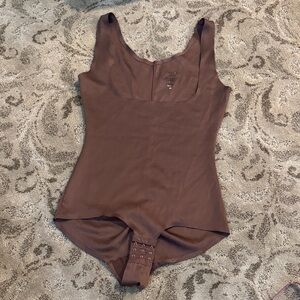 Brown Scoop Neck Shapewear Bodysuit